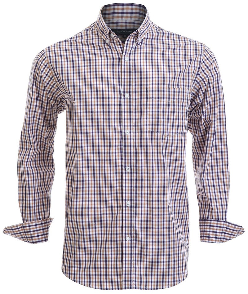 Double Pump Mens Button Down Shirts Cotton Long Sleeve Shirts Regular Fit (SL06A,L) - Image 1